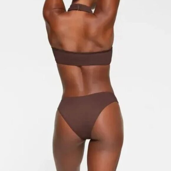 NWT SKIMS RECYCLED SWIM CUT OUT HALTER MONOKINI GUNMETAL GREY SIZE SMALL - Picture 6 of 6